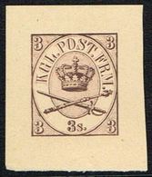 1886. Official Reprint. Large Oval Type. 3 Sk. Red Violet (Michel 12 ND) - JF166949 - Proofs & Reprints