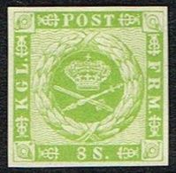 1886. Official Reprint. Wavy-lined Spandrels. 8 Sk. Green On White Paper. (Michel 8 ND) - JF166964 - Probe- Und Nachdrucke
