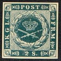 1886. Official Reprint. Dotted Spandrels. 2 Sk. Blue. (Michel 3 ND) - JF166966 - Proeven & Herdrukken