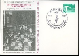 DDR PP18 D2/024 Privat-Postkarte LUFTPUMPE OTTO V. GUERICKE 1. Auflage Magdeburg Sost.1986  NGK 5,00 € - Postales Privados - Usados