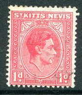 St Kitts & Nevis - 1938-50 KGVI Definitives - 1d Carmine-pink Used (SG 69b) - St.Christopher-Nevis-Anguilla (...-1980)