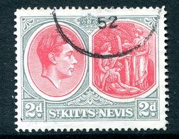 St Kitts & Nevis - 1938-50 KGVI Definitives - 2d Scarlet & Pale Grey - P.14 - Used (SG 71c) - St.Christopher-Nevis-Anguilla (...-1980)