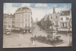 Carte Postale Oostende Ostende Place Leopold Avenue Charles Janssens COLOR 1919 Café Bristol Niel - Oostende