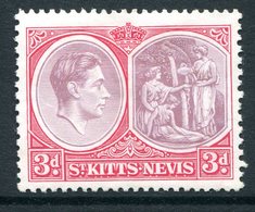 St Kitts & Nevis - 1938-50 KGVI Definitives - 3d Dull Reddish Purple & Scarlet - P.13 X 12 - HM (SG 73) - St.Christopher-Nevis-Anguilla (...-1980)