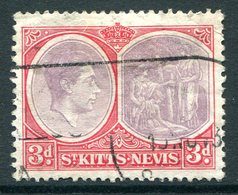 St Kitts & Nevis - 1938-50 KGVI Definitives - 3d Dull Reddish Purple & Scarlet - P.13 X 12 - Used (SG 73) - St.Christopher-Nevis & Anguilla (...-1980)
