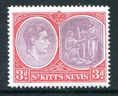 St Kitts & Nevis - 1938-50 KGVI Definitives - 3d Purple & Bright Scarlet - P.14 - HM (SG 73d) - St.Christopher-Nevis & Anguilla (...-1980)