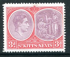 St Kitts & Nevis - 1938-50 KGVI Definitives - 3d Purple & Bright Scarlet - P.14 - HM (SG 73d) - St.Christopher-Nevis-Anguilla (...-1980)