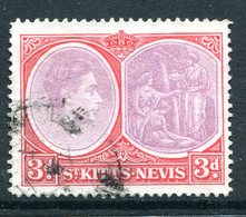 St Kitts & Nevis - 1938-50 KGVI Definitives - 3d Rose-lilac & Bright Scarlet - P.14 - Used (SG 73f) - St.Cristopher-Nevis & Anguilla (...-1980)