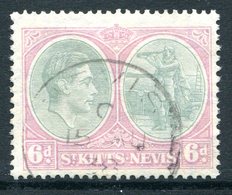 St Kitts & Nevis - 1938-50 KGVI Definitives - 6d Green & Bright Purple - P.13 X 12 - Used (SG 74) - St.Christopher, Nevis En Anguilla (...-1980)