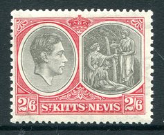 St Kitts & Nevis - 1938-50 KGVI Definitives - 2/6 Black & Scarlet - P.13 X 12 - HM (SG 76) - St.Christopher-Nevis & Anguilla (...-1980)