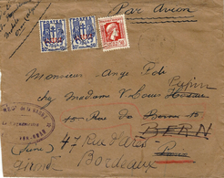 1945- Enveloppe Par Avion" D'Oran  Pour Bordeaux En F M Affr. Avion à 1,50 F. - Lettres & Documents