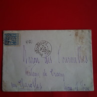 LETTRE FRANCE CACHET OR ENVOI A MR LE BARON DES TOURNELLES CHAROLLES CHATEAU DE CRARY - 1876-1898 Sage (Tipo II)