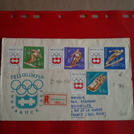 LETTRE TELIOLIMPIA 1964 INNSBRUCK RECOMMANDE JEU OLYMPIQUE MAGYAR POSTA POUR BISCHWILLER BAS RHIN - Lettres & Documents