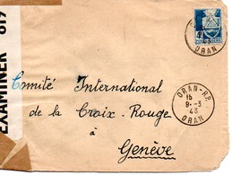 VIEILLE ENVELOPPE   CENSUREE  CACHET  ORAN 1943 - Storia Postale