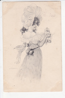W.BRAUN (illustrateur), Jeune Femme Caressant Son Mini Chien : Mon Bijou,  A.S.W. Série A - Braun, W.