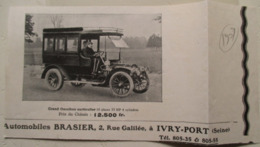 Transport Utilitaire - Grand Omnibus - Ets BRASIER  Ivry Port  - Coupure De Presse De 1909 - Camions