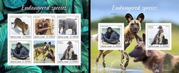 Sierra Leone 2020, Animals, Gorillas, Jenas, 6val In BF IMPERFORATED - Gorilles