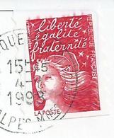 Marianne De Luquet. TVP Sur Carte Postale Avec Petite Variété Bavures Sur Le Haut Du Timbre - Used Stamps