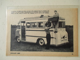 Transport Utilitaire - Camion Camping Car "La Tortuga"    - Coupure De Presse De 1950 - Camions