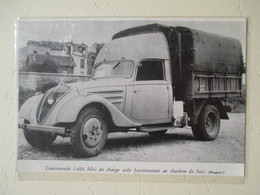 Transport Utilitaire - Camionette Peugeot Fonctionnant Au Charbon De Bois Sous Paris Occupé  - Coupure De Presse De 1940 - Camion