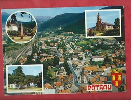 CPM -   Rothau  -(Bas Rhin ) - Vue Aérienne - Le Monument Aux Morts - Le Camping - Le Temple - Rothau