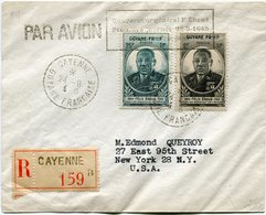 GUYANE LETTRE RECOMMANDEE PAR AVION DEPART CAYENNE 24-9-45 GUYANE FRANCAISE POUR LES ETATS-UNIS - Briefe U. Dokumente