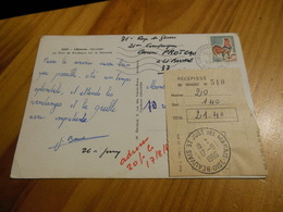 RECEPISSE SUR CARTE POSTALE 1966 - Cartas & Documentos