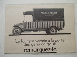 Transport Utilitaire - CAMION FOURGON Mercier Frères Ameublement Fbg Saint Antoine     - Coupure De Presse De 1924 - Camion