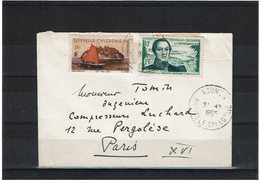 CTN60/3 - NOUVELLE CALEDONIE PETITE LETTRE  NOUMEA / PARIS 21/12/1955 - Lettres & Documents