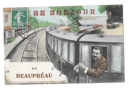 BEAUPREAU (49) Carte Fantaisie Train Bonjour De - Andere & Zonder Classificatie