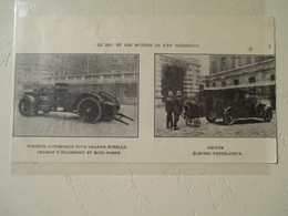 Transport Utilitaire - Camion Pompier Pour Grande échelle Et Camion Electro Ventilateur - Coupure De Presse De 1929 - Vrachtwagens