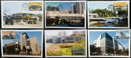 Public Architecture Buildings In Hong Kong 2016 Hong Kong Maximum Card MC Set (Location Postmark) (6 Cards) - Cartes-maximum