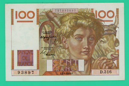 100 Francs - France -  Jeune Paysan - N° D.316/93897  F.7-4-1949.F.    - Sup - 100 F 1945-1954 ''Jeune Paysan''