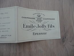 Dépliant 2 Volets Illustré Champagne Emile Jolly Fils Epernay - Advertising