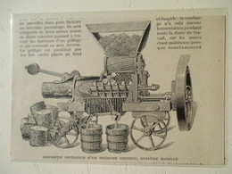 Remorque Vendange Pressoir De Tracteur  (avec Fouloir Egouttoir)   - Coupure De Presse De 1919 - Traktoren