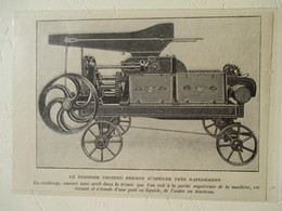 Remorque Vendange Pressoir De Tracteur  (avec Fouloir Egouttoir)   - Coupure De Presse De 1919 - Tractors