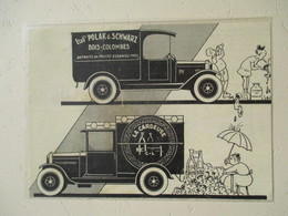 Camion De Livraison Extraits De Fruits POLAK & SCHWARZ  Bois Colombes    - Coupure De Presse De 1930 - Vrachtwagens