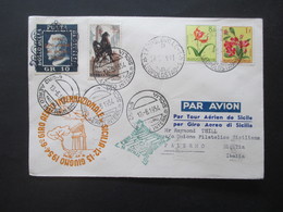 Italien / Belgisch Congo 1954 Luftpost / Aeroclub Palermo / Giro Aereo Intern Di Sicilia Mit Original Unterschrift Pilot - Poste Aérienne