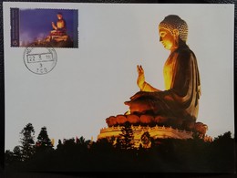 Hong Kong By Night II 2018 Hong Kong Maximum Card MC Big Buddha Lantau Island Night View Scenery (Location Postmark) D - Cartes-maximum