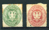 Lübeck Mi. N°  8 + 10 *+(*) 1863,  Wappen Von Lübeck Auf Farbigem Grund Im Oval , Lübecker Doppeladler, - Lubeck