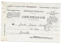 RIVESALTES 1927 GUITER JACQUES 38 RAC ARTILLERIE - CARTE POSTALE AVIS MILITAIRE RECRUTEMENT PERPIGNAN - Altri & Non Classificati