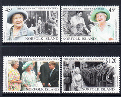 1999 Norfolk Island Queen Mother Century JOINT ISSUE Complete  Set Of 4 MNH - Norfolk Island