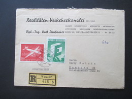 Österreich 1962 MiF Einschreiben Wien 62 - Hamburg Realitäten Verkehrskanzlei Rücks. Stempel Empfänger Nicht Angetroffen - Lettres & Documents