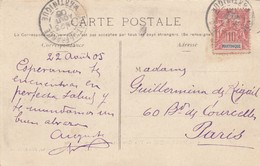 CARTE MARTINIQUE. 23 AOUT 1905. FORT DE FRANCE     /  2 - Cartas & Documentos