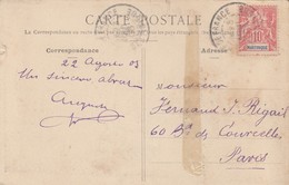 CARTE MARTINIQUE. 23 AOUT 1905. ST PIERRE. 10c DECALÉ    /  2 - Cartas & Documentos