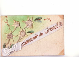 SOUVENIR DE GRENOBLE CARTE AVEC AJOUTIS HERBIER EDELWEIS - Grenoble