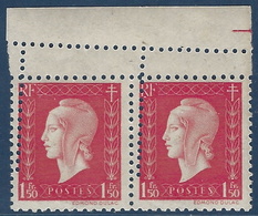 France Marianne De Dulac N°691** Paire Piquage Double RR Signé Calves - 1944-45 Maríanne De Dulac