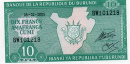 BURUNDI 10 FRANCS 2005 P-33e.1 UNC - Burundi
