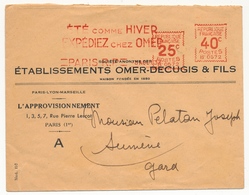 FRANCE - Env. EMA "Eté Comme Hiver Expédiez Chez OMER" Paris RP 1937 - 25c + 40c (double Empreinte B0572) - EMA ( Maquina De Huellas A Franquear)