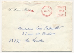 FRANCE - Env. En Tête Premier Ministre - EMA "P.M" Paris 44 Du 22/6/1974 - Freistempel